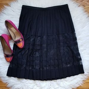 Tahari Black Pleated Lace Skirt